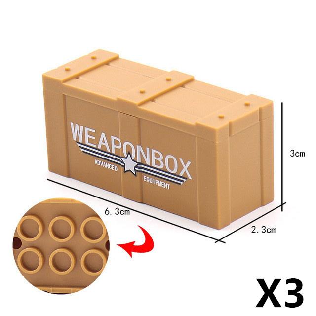 Militärisches Baustein-Soldatenfiguren-Zubehör Zelt Ölfass Sandsack Waffe Kiste Armee Bausteine Geschenk Spielzeug Kinder J034