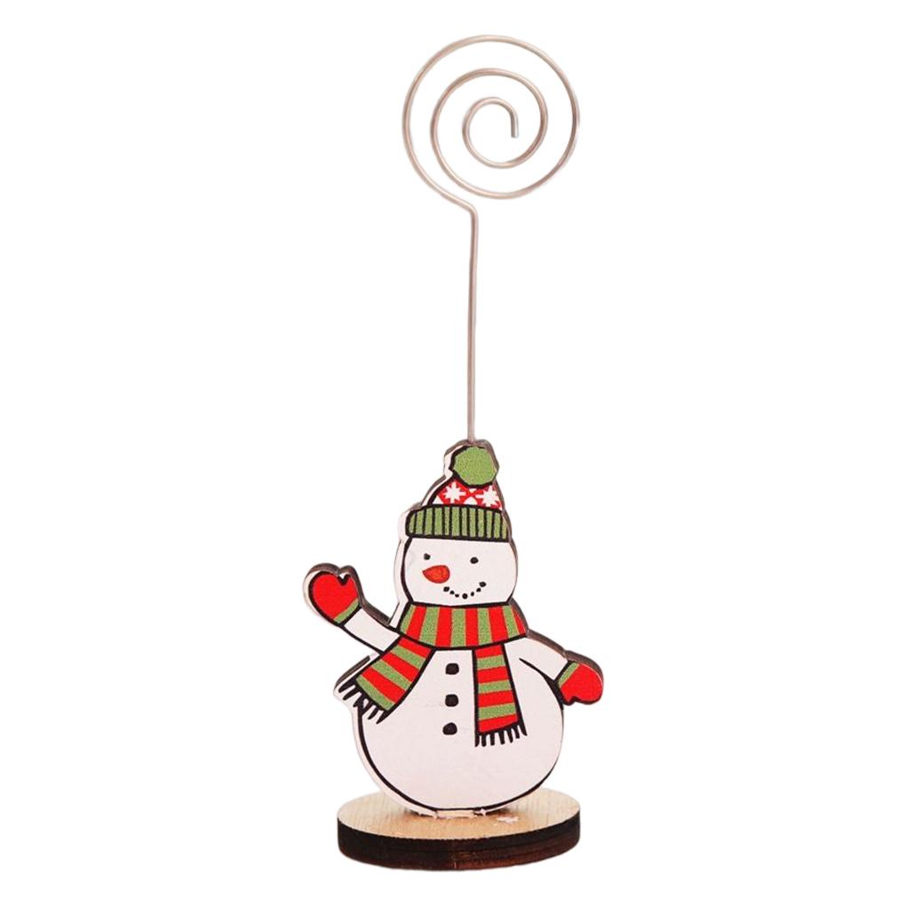 Christmas Note Holder Business Card Message Picture Decoration Wood Snowman Clip Table Decor Wedding Party Arrangement Supplies