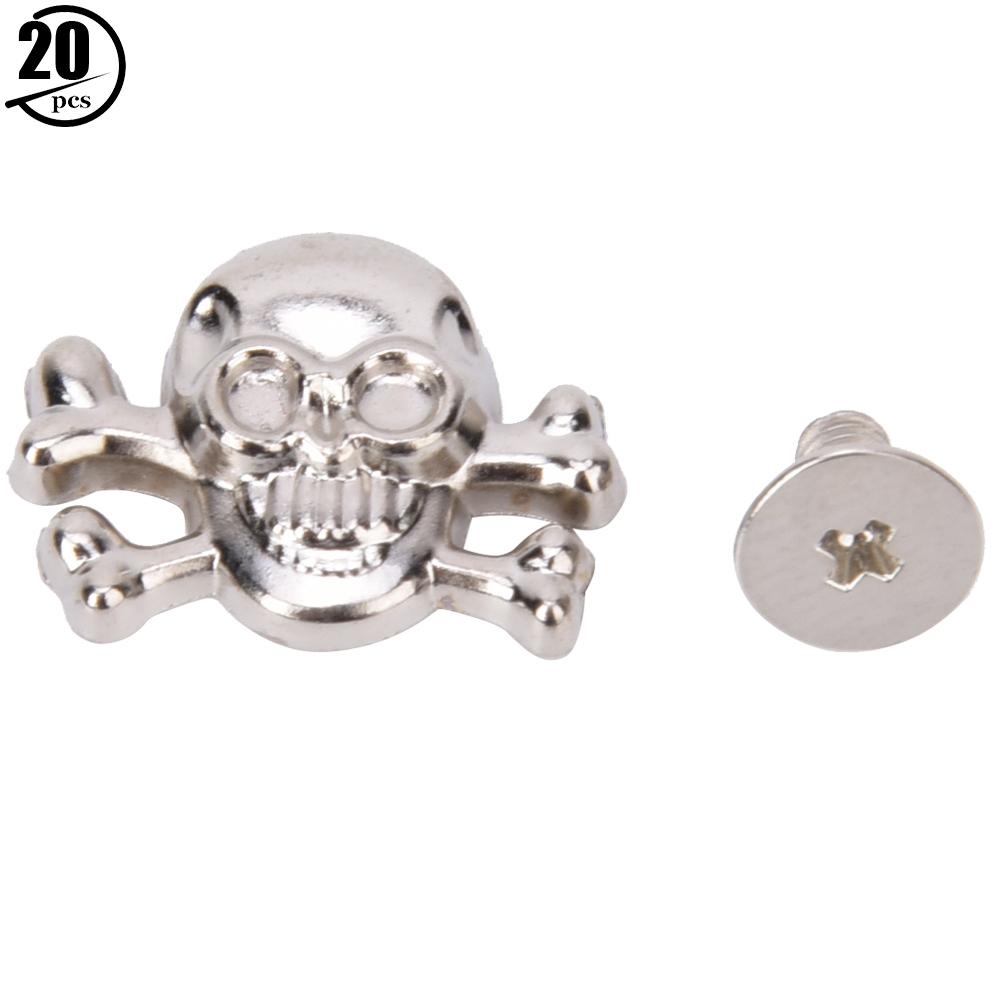 20PCS DIY 15mm Punk Skull with Bone Rivet Gothic Ornaments Luggage Accessories