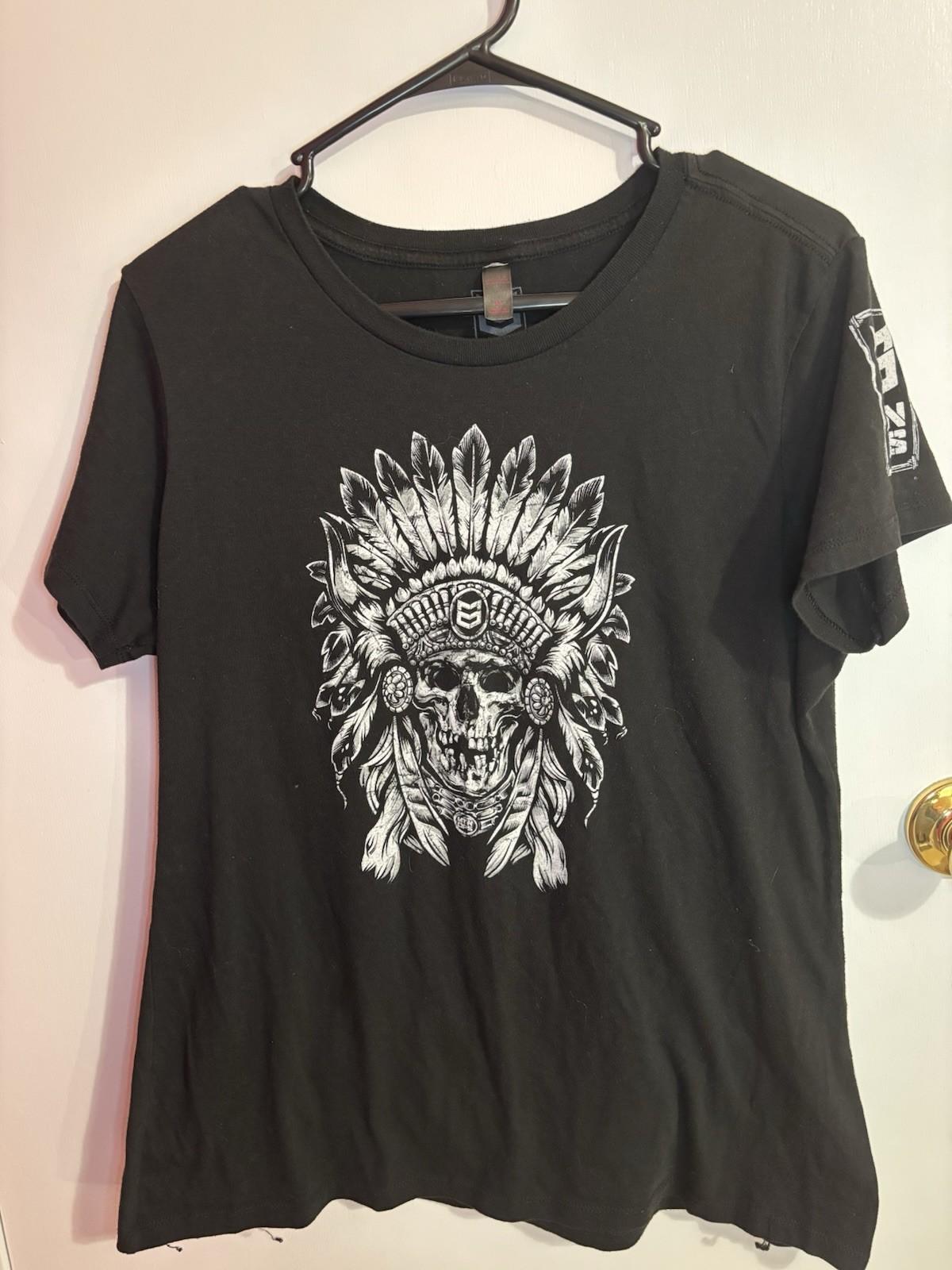 Black MTN OPS Native American Skull T-shirt S