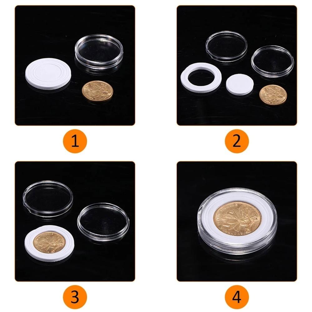 

PP Coin Storage Box Round Coin Containers Display Case Coin Holder Collectors