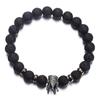 One Piece Black Lava Volcanic Stone Bracelet Mens Lava Wood 8mm Bead Tibetan Buddha Bracelet Jewelry Womens Elastic Bracelet