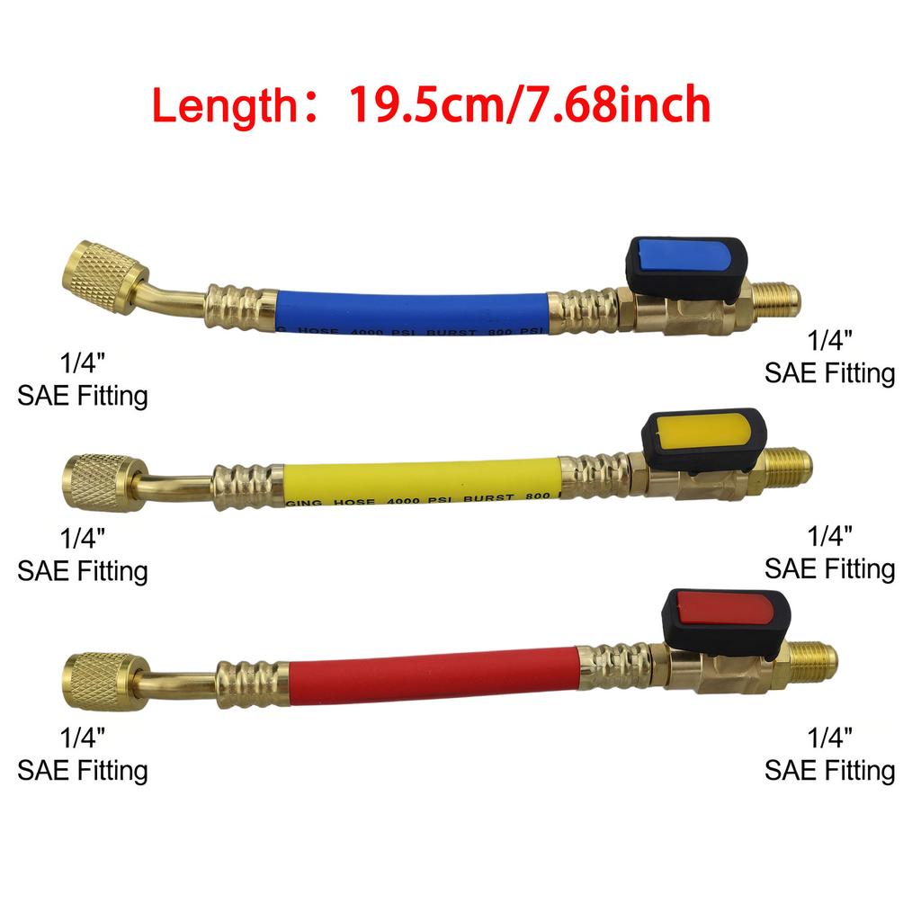 Air Conditioning Refrigerant Ball Valve 1/4" SAE Straight Shut-Off Valve for R134A R410A R22 R12 Charging Hoses AC Refrigerant Mass Air Flow 3