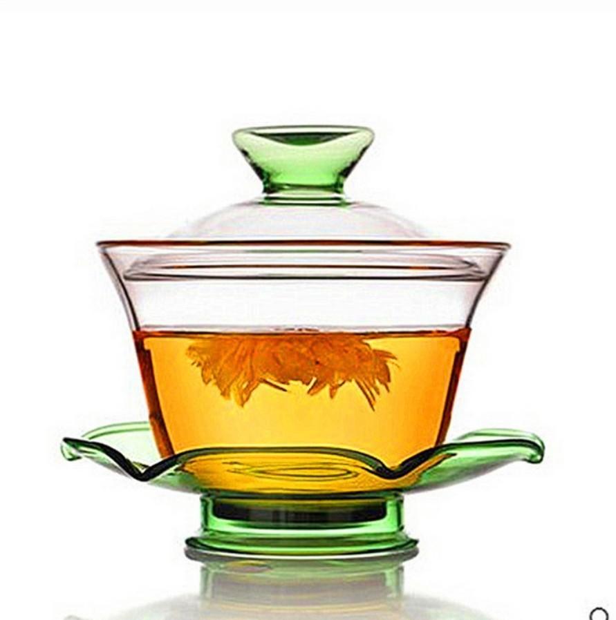 Chinese Glass Teacup Cover Bowl Transparent Heat-resistant Cover Bowl Kung Fu Tea Cup with Lid Travel Teaware Household Gift