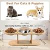 Comedero elevado para gatos y perros, soporte de madera ajustable con 3 tazones inclinados