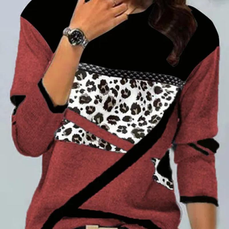 Dámská trička Trička s 3D geometrickým kontrastním potiskem Dámské Volný Dlouhý rukáv Elegantní Harajuku trička s výstřihem do O Dáma Podzim Zima