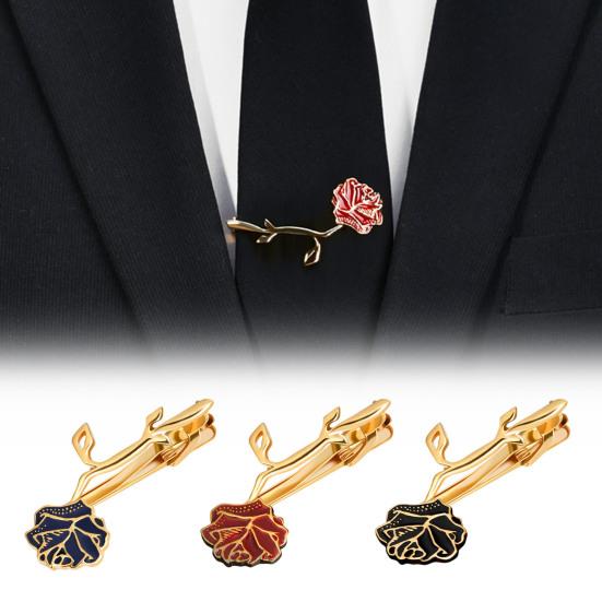 Detachable Tie Back Golden Flower Design Tie Clip Versatile Bow Tie Clip Weddings Business Suits Accessories