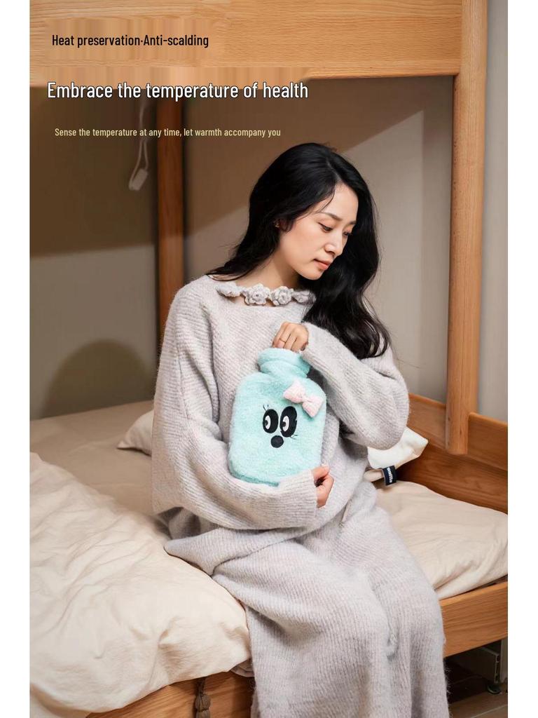 Bolsa de Água Quente Grande Capacidade à Prova de Explosão Desenho Animado - Aquecedor de Mãos, Pés e Barriga de Pelúcia para o Inverno