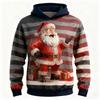 3D Print Santa Clause Graphic Men's Hoodies Fashion Stripe Long Sleeve Hooded Sweatshirts Christmas Theme Party Clothes For Male