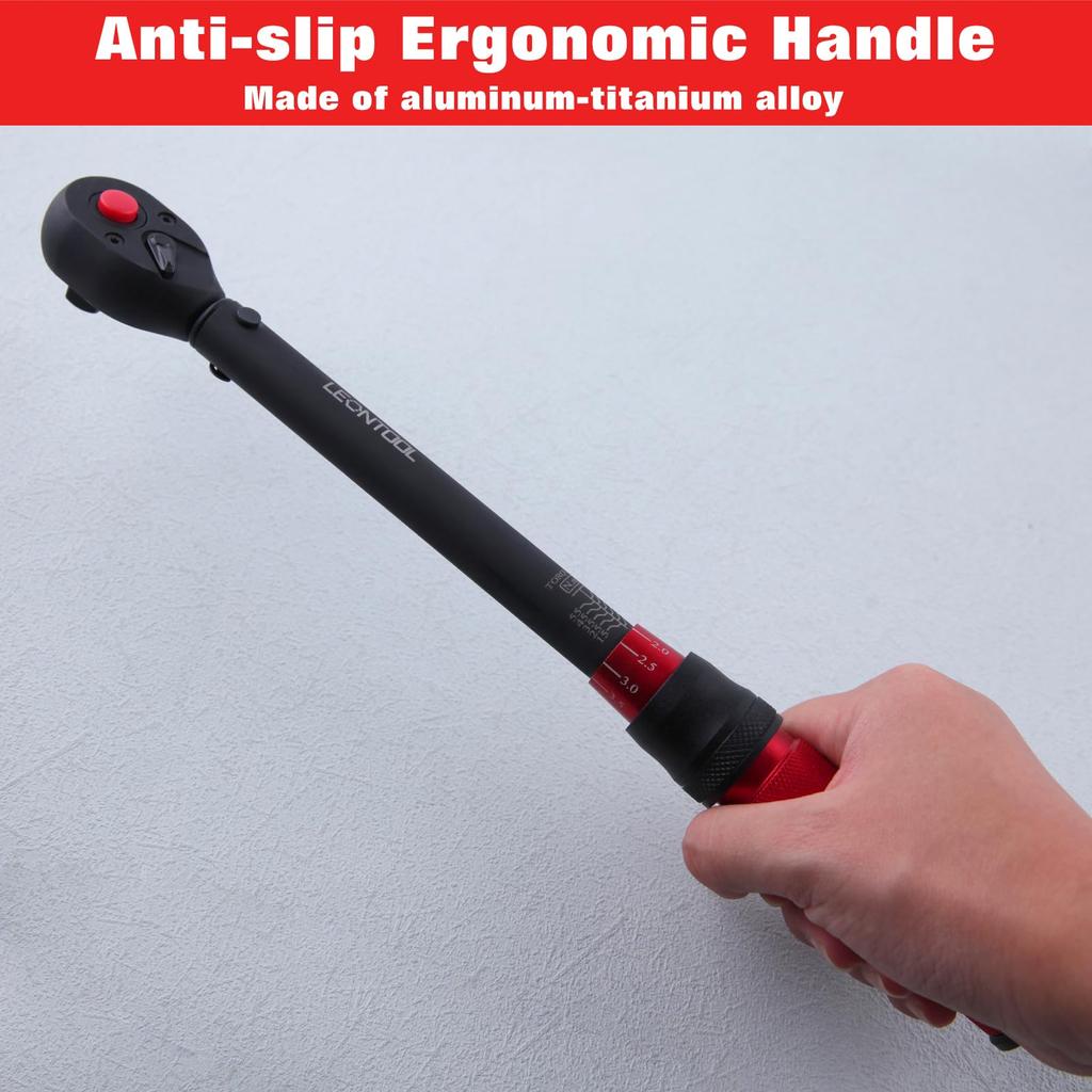 LEONTOOL Preset Torque Wrench for Car Tire Reverse Torque Dual 72 Feed Ratchet Quick Bicycle Socket Bike Repair Torque Wrench with Screwdriver and