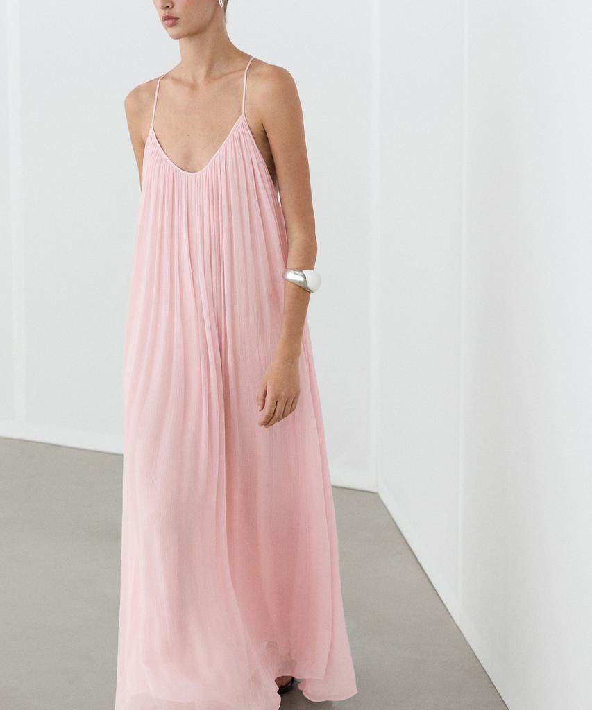 Masimodutti Fluid Pleated Strap Dress