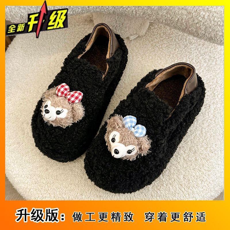 Popular plush thick-soled cotton shoes, new in autumn and winter 2025, one-pedal high-value versatile non-slip bag heels for women