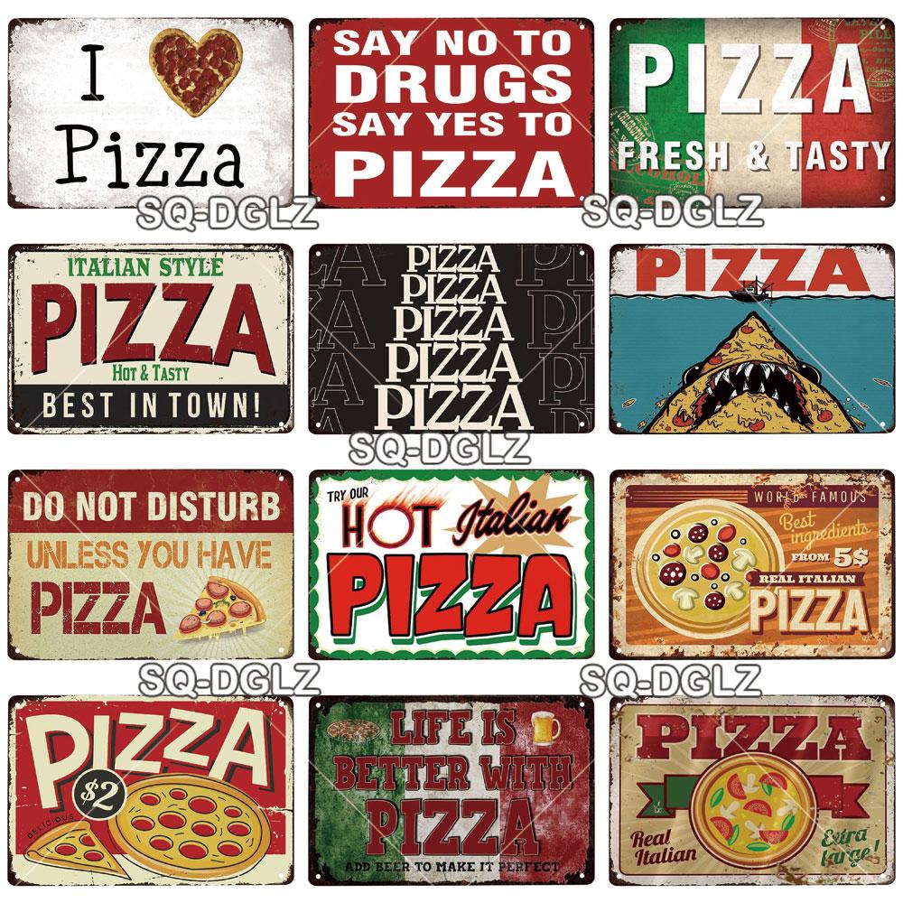 Italienische Pizza Vintage Metallschild Blechschild Vintage Dekoration Man Cave Plakette Hauswanddekoration Bar Schild Heimdekoration Poster