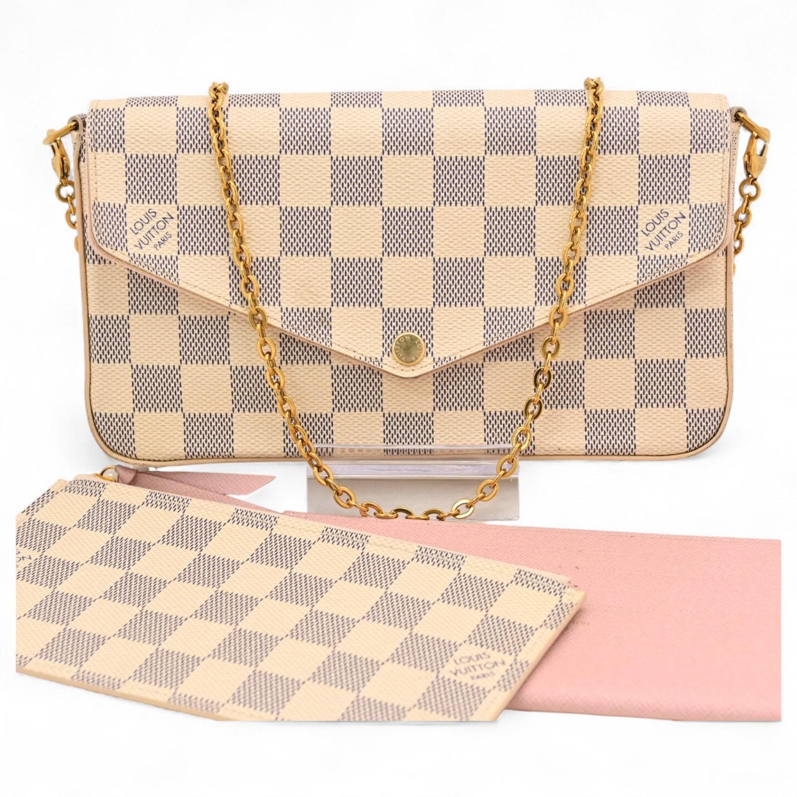 

Оригінал LOUIS VUITTON Damier Azur Pochette Felicie Сумка на плече N63106 lv9992bf