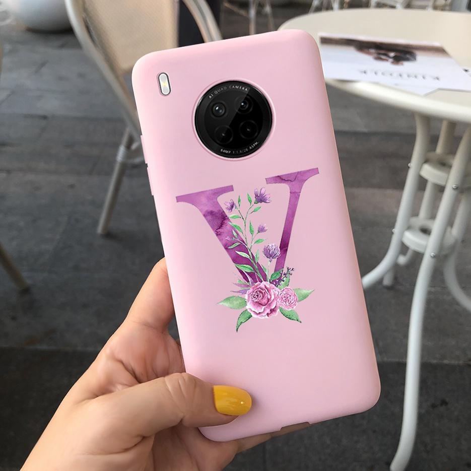 For Huawei Y9a 2020 Case 6.63'' Cute 26 Letters Cover Case For Huawei Y9a Y 9a Soft TPU Fundas HuaweiY9a Shockproof Phone Bumper