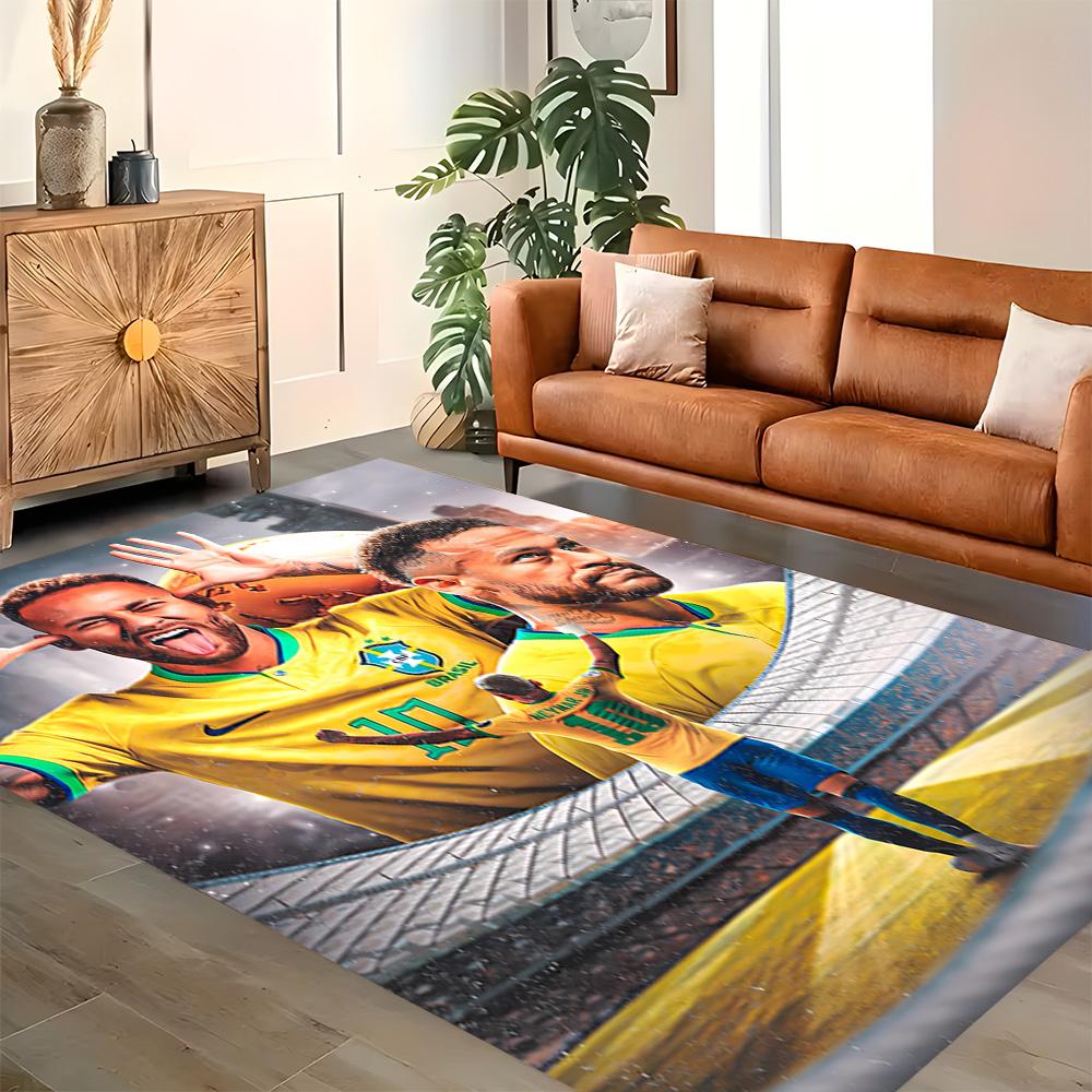 Brazilian Football Stars rug for living rooms, bedrooms, home décor, and as gifts.