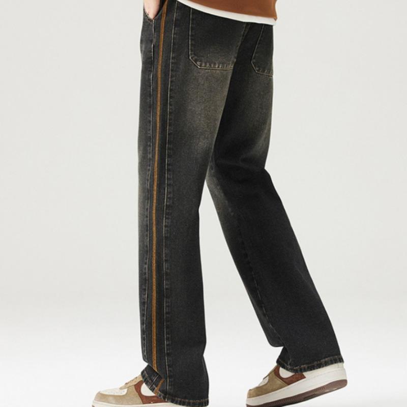 Pantalones Casuales Rectos Sueltos Retro con Aspecto Desgastado de Estilo Americano para Hombre de Primavera y Otoño