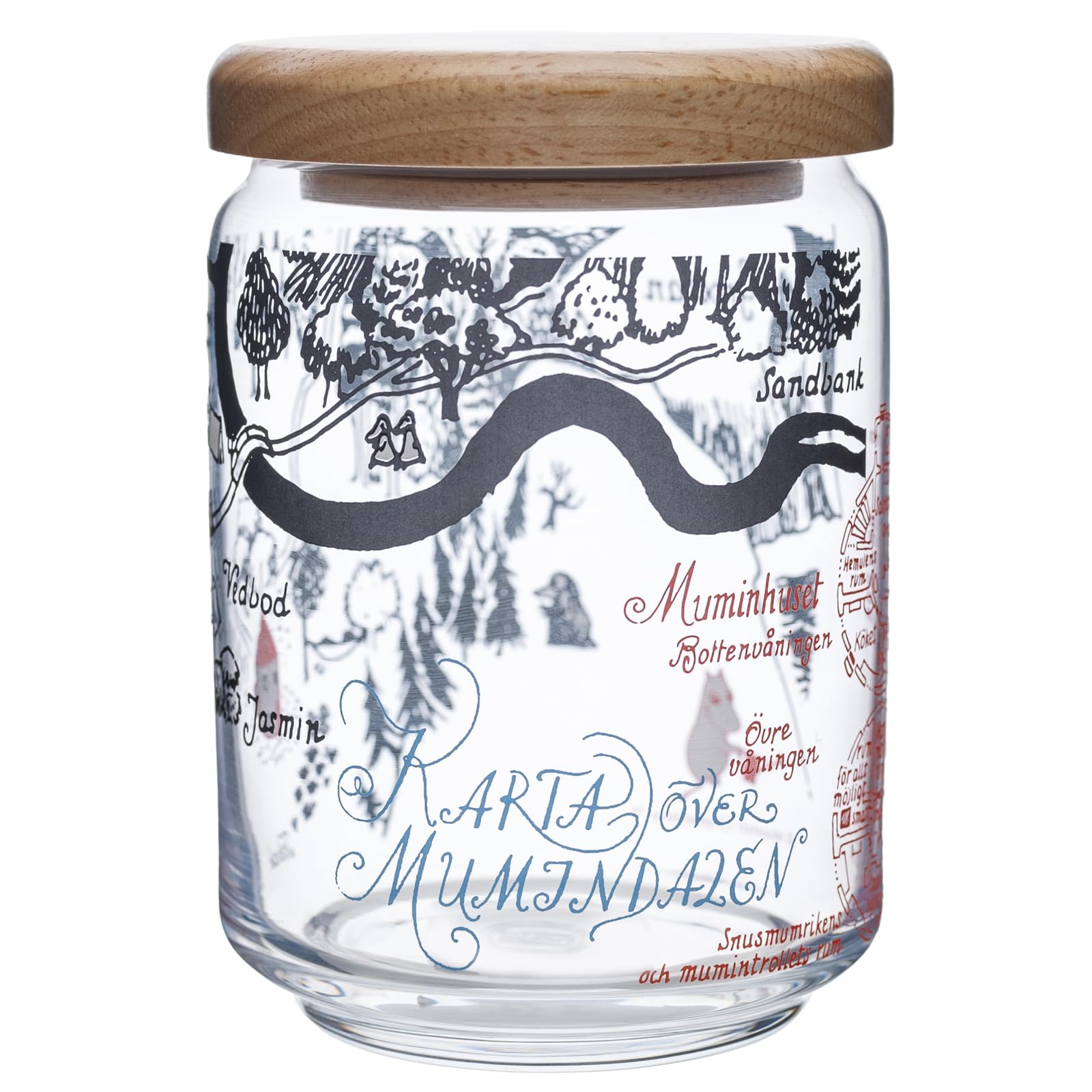 

Takasaka International Japan Moomin Glass Made in with Wooden Canister, Japan, KARTA, 640ml, Clear, Lid, MM-G23-001