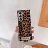 Applicable To Samsung Z Fold6 Mobile Phone Case Folding Screen Z Fold5/4/3 Protective Case Silver Edge Leopard Print Wristband Bracket