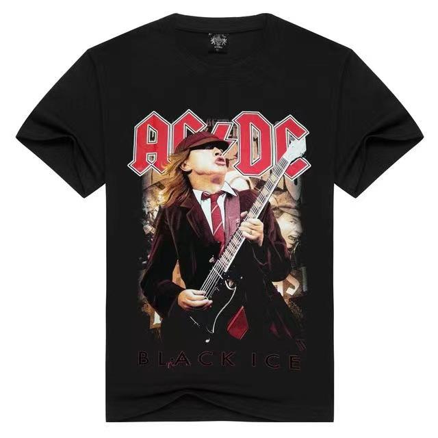 Rock Band ACDC Short Sleeved T-shirt Simple Loose Summer Casual Versatile Round Neck Men's T-shirt