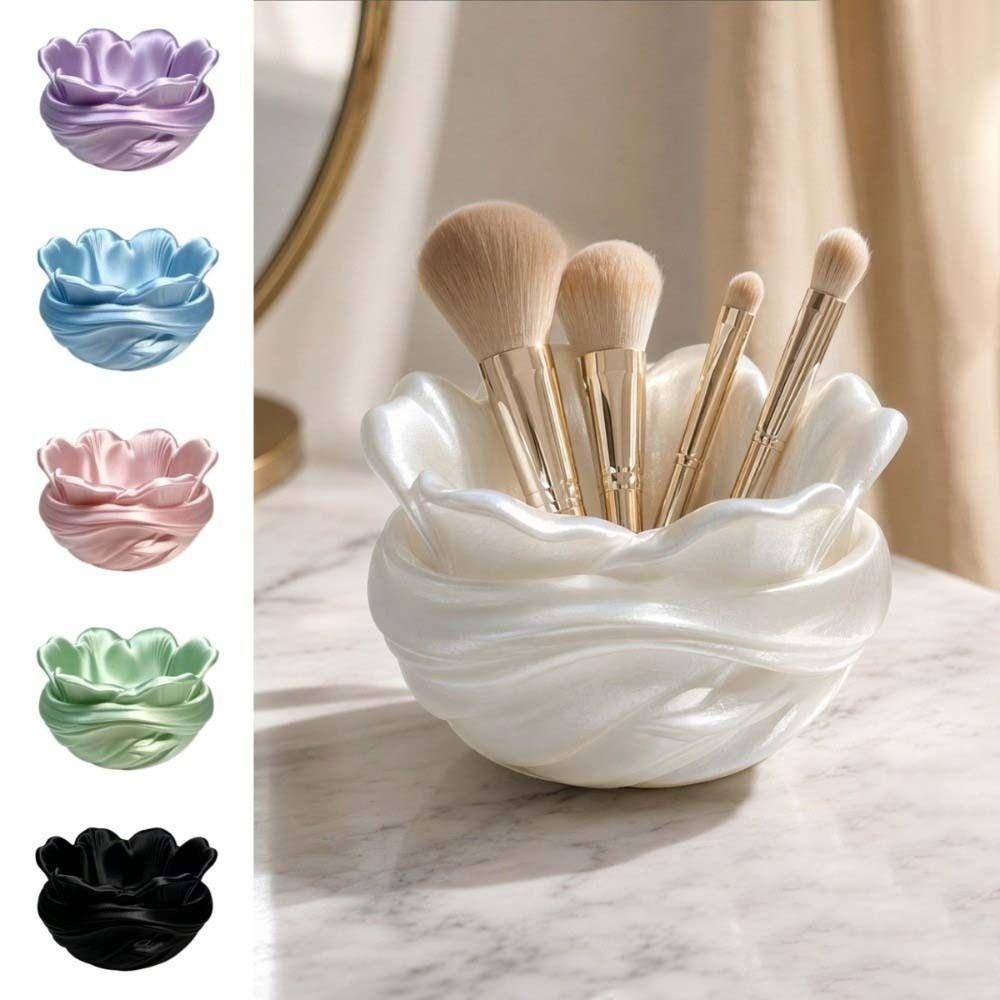 Flower 3D Printed Petal Storage Box 3D Printed Luxury Plastic Pen Holder Desktop Organizer Large Capacity Makeup Brush Holder