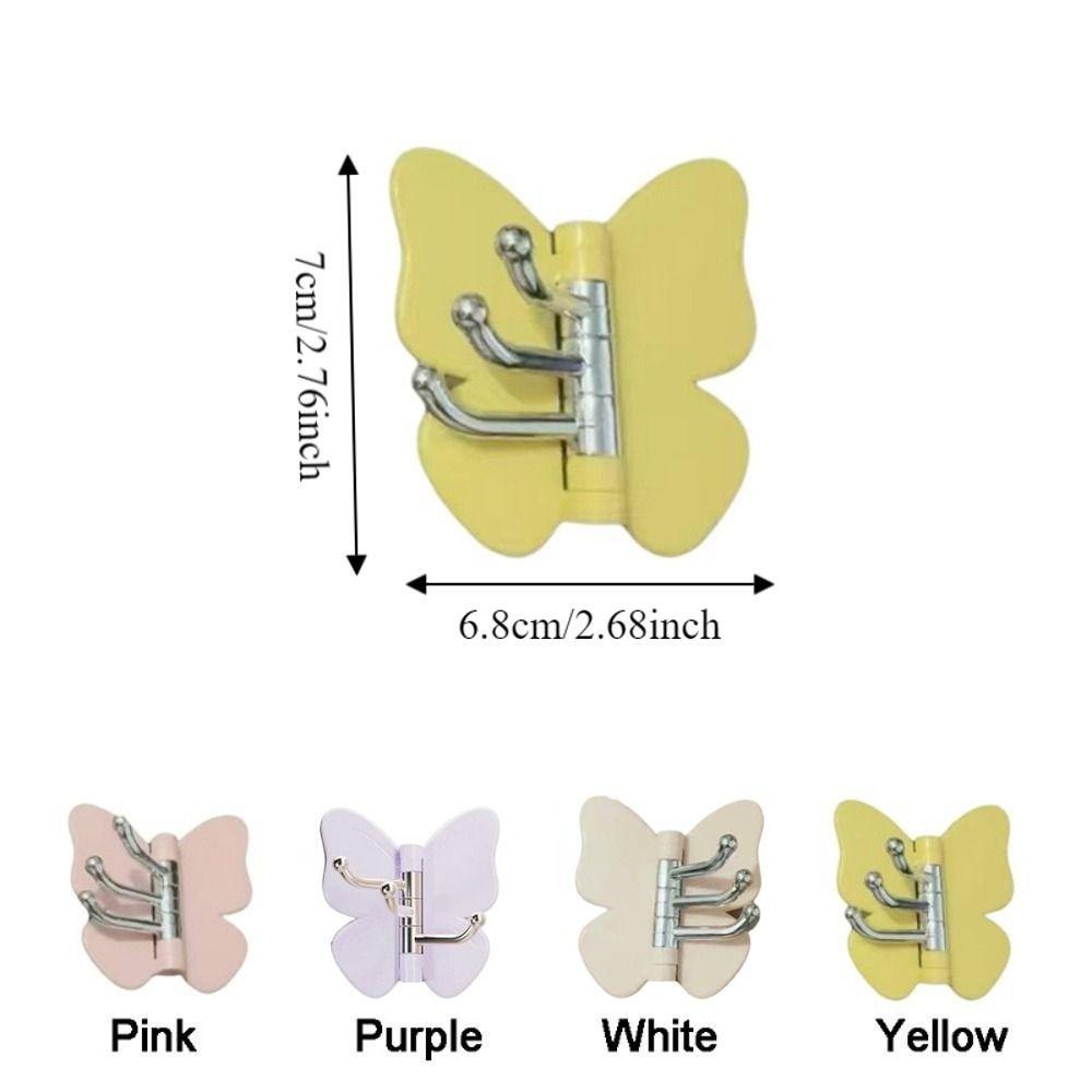 4PCS Plastic Butterfly Triple Hook Self Adhesive Butterfly Storage Hanger Corner Hooks  Kitchen