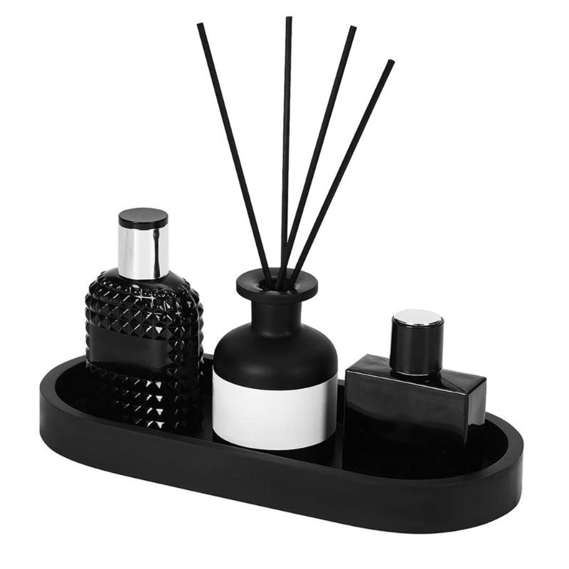 Modern Elliptical Vanity Tray Cosmetic Organizers Silicone Holder For Bathroom Accessories And Small Items