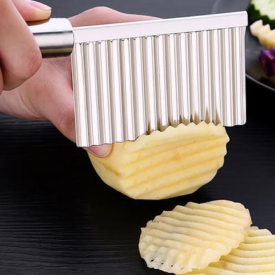 2025New Stainless Steel Potato French Fry Cutter Potato Cucumber Wavy Edged Slicer Manual Fruit Vegetable Tools Kitchen Gadget