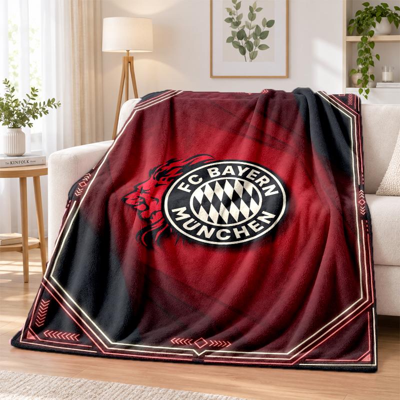Bayern Munich Printed Flannel Blanket Warm Comfort Bed Throw For Indoor Home Decoration