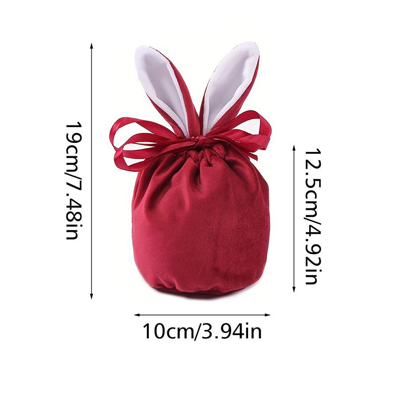 Easter Rabbit Ears Candy Bag Cute Bunny Velvet Draw Rope Candy Bags Gift Packing Bags Wedding Birthday Party Jewelry Organizer