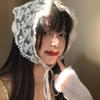 Cute Sweet Retro Lace Floral Head Scarf Trend Elegant Headwear For Women Girl Triangular Scarf Headband To Tie Hair