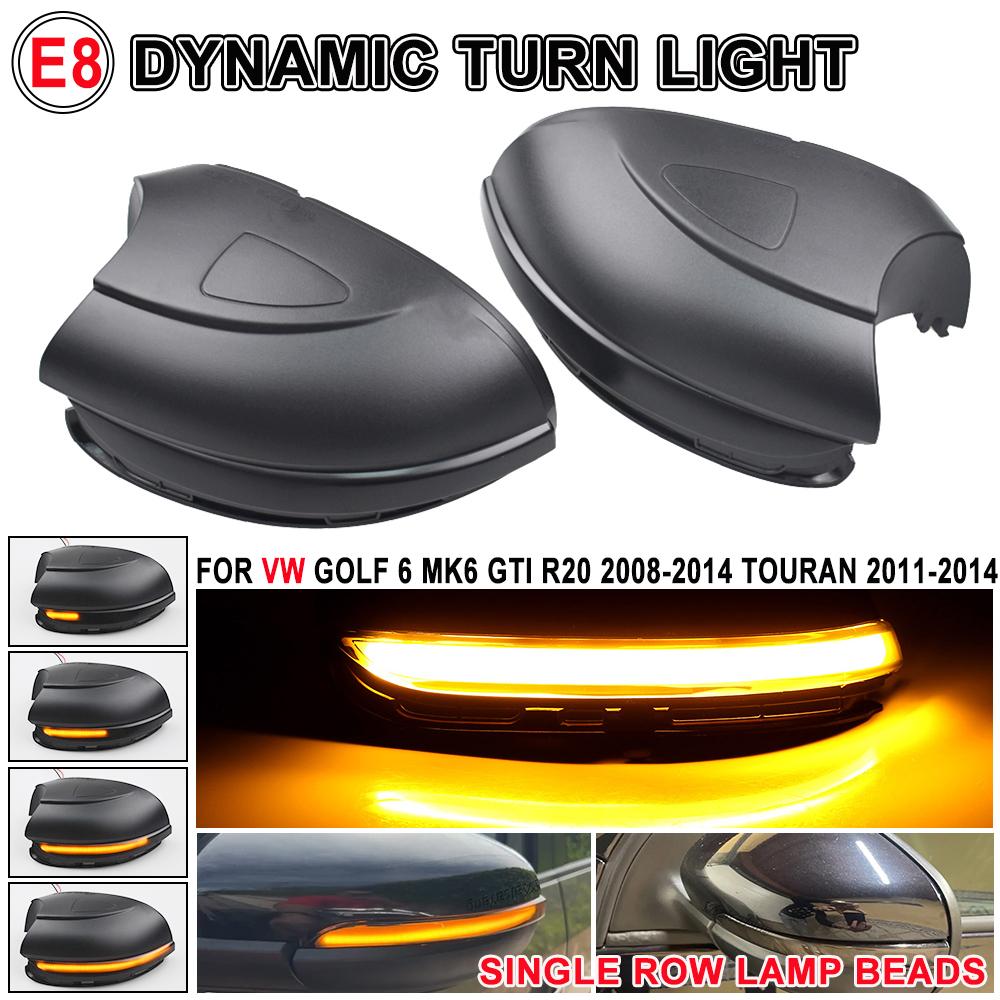 2pcs For Volkswagen VW Golf 6 MK6 GTI R32 08-14 2Pcs Car Dynamic LED Turn Signal Light Rearview Mirror Blinker Indicator