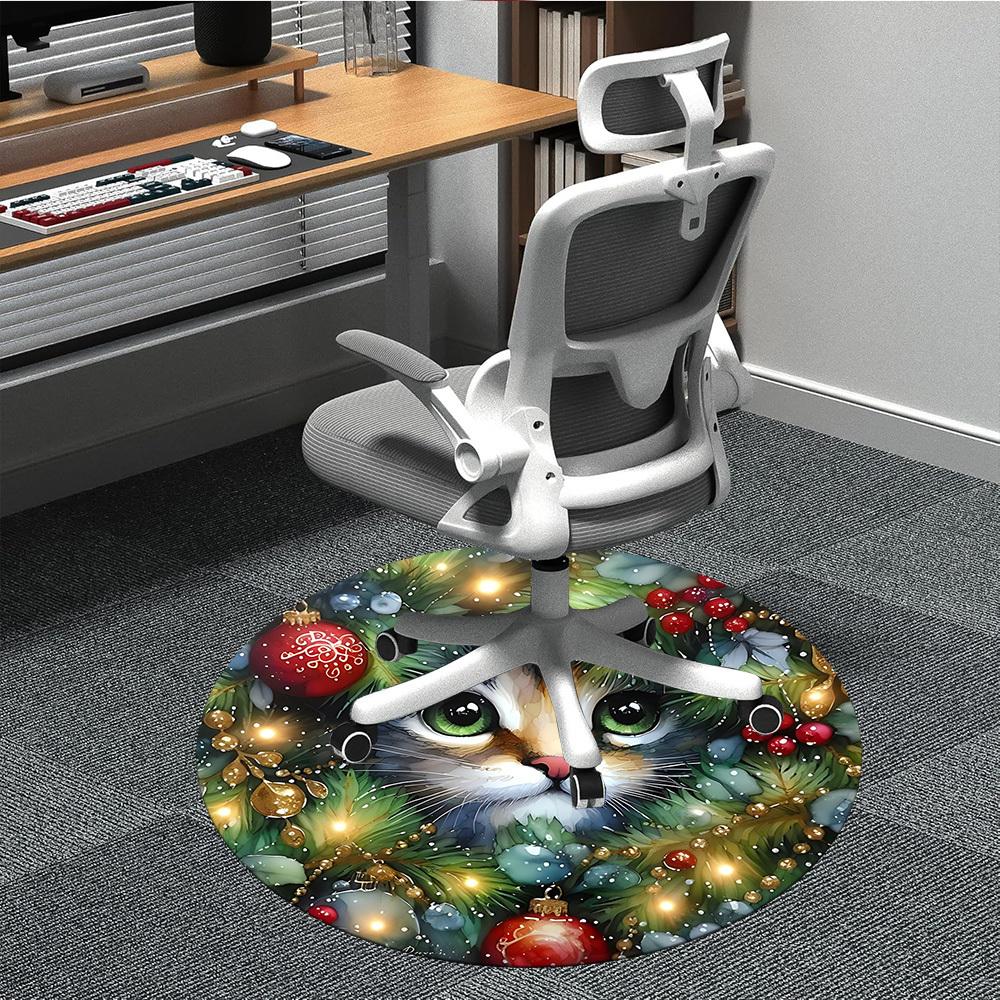 

1pc Christmas Cat Decorations Chair Carpet for Office Non-Slip, Rug for Office, Room, Good Gift for Family or Friends, yy251226176 80cm by 80cm