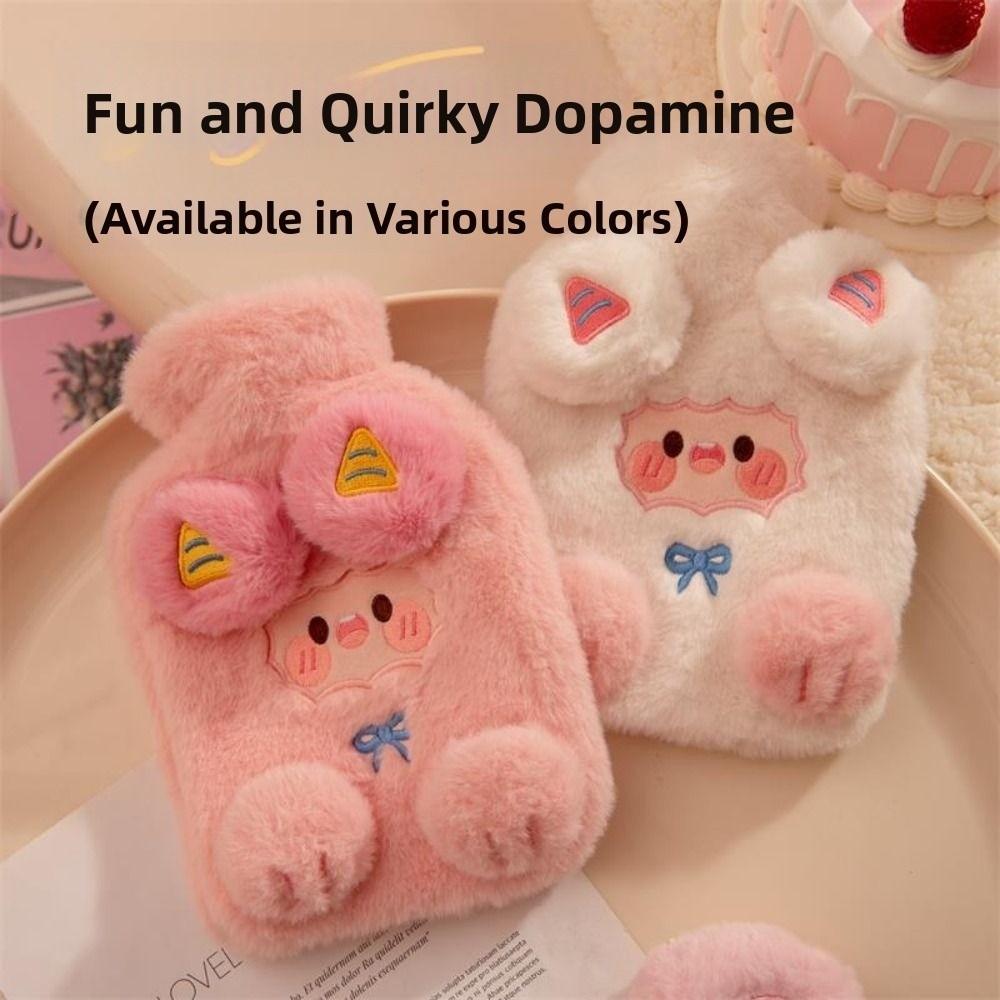 Cartoon Warm Water Bag Lamb Pattern Water-filling Bottle Soft Hot Water Bottles  Gifts