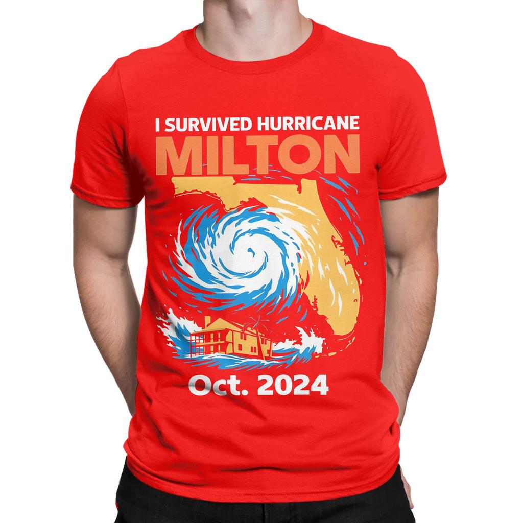 I Survived Hurricane Milton Florida Oct 2024 Novelty Graphic 100 Cotton TShirt Hurricane Tops Tees For Unisex