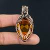 Handmade Copper Wire Wrapped Citrine Pendant Unique Teardrop Gemstone  Pendant Jewelry for Women, Artisan Boho Style Gift for Her