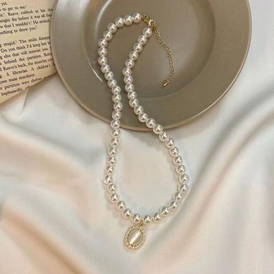 Koreanische Imitation Perle Opal Anhänger Halskette Für Frauen Licht Luxus Minderheit Schlüsselbein Kette Valentinstag Geschenk Schmuck