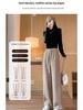 Extra Thick Oatmeal Cashmere Wide Leg Pants for Petite Women - Autumn Winter Style