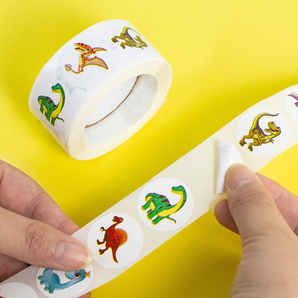 500 Rolls Dinosaur Reward Stickers Roll Rolls Stickers Hand Account Materials Decorative Materials Cute Sealing Stickers