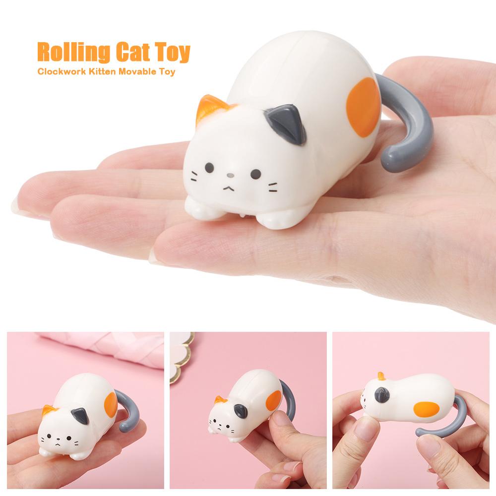 Stress Relief Rolling Cat Toy Cute Windup Kitten Stress Relief Toy New Movable Toy Ornaments  Home