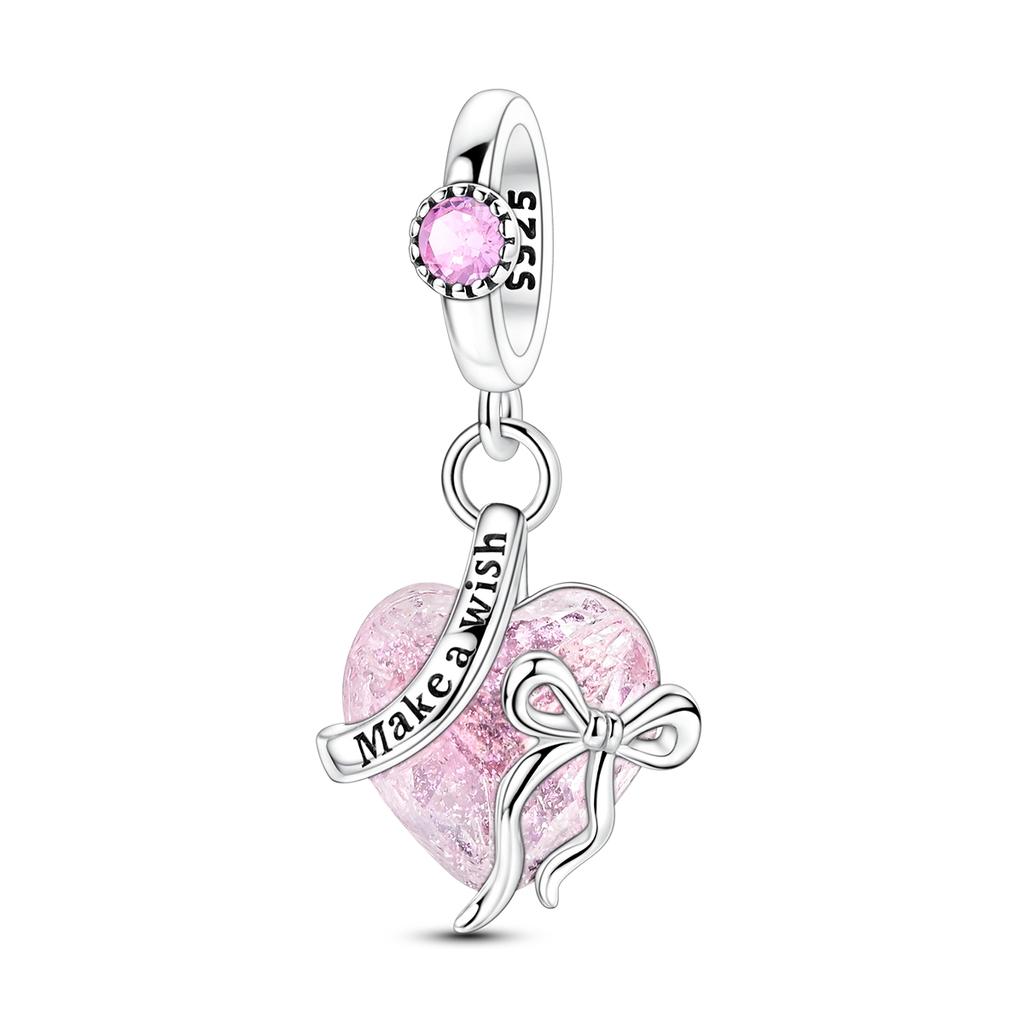 Kupferrosa Anhänger Glückskatze Kralle Herz Anhänger Passend für Original Armband DIY Hängeanhänger Feiner Schmuck