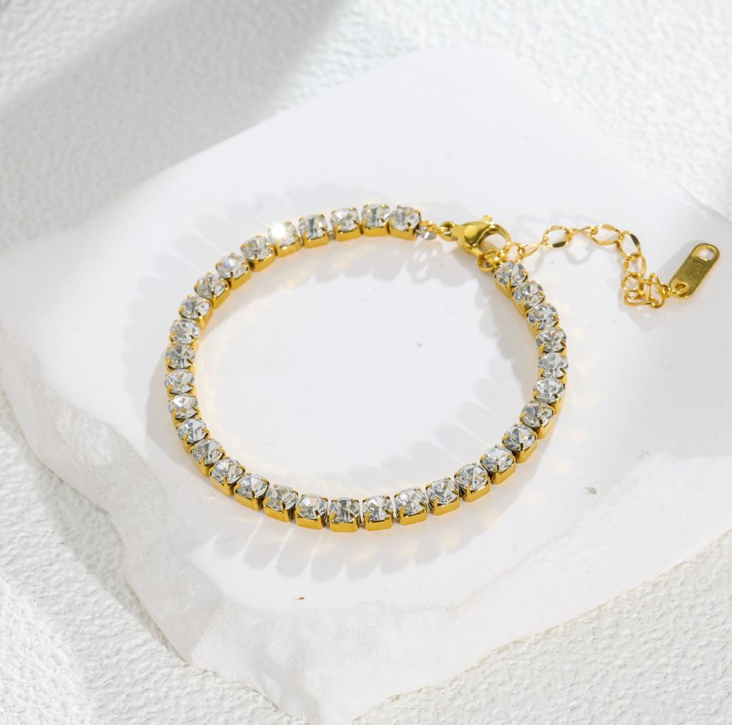 Stylish And Simple Style Stainless Steel Full Diamond Bracelet Niche Design Daily Versatile Titanium Steel Women'S Bracelet