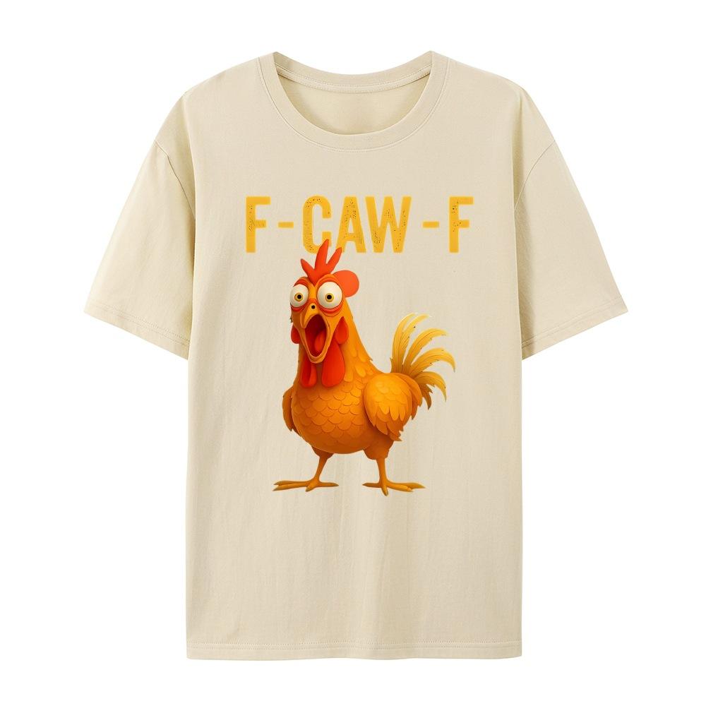 

New Funny F Caw F Chicken FCAWF Chicken T-shirt Vintage Men Funny Cotton Tee Clothing Oversized Crew Neck Short Sleeve Top Women 4XL