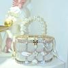 Metal Vegetable Basket Diamond-encrusted Dinner Bag Hollow Pearl Shell High-end Temperament Handbag