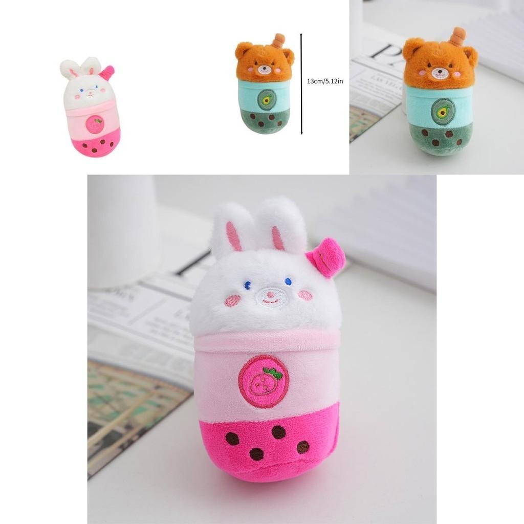 Portachiavi Tazza di Tè al Latte Panda Carino Peluche Ciondolo per Borsa di Coppia Animale di Peluche Coniglio Regalo