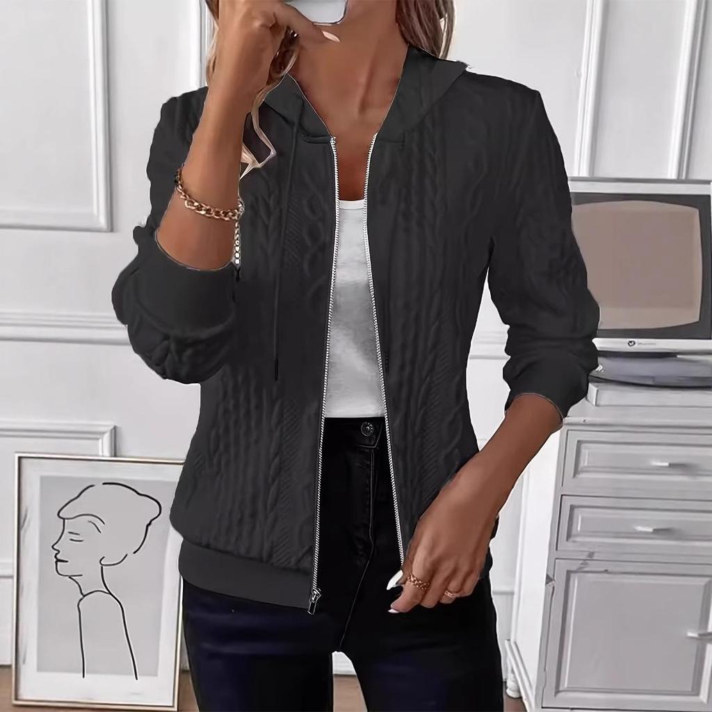 Felpa da donna bianca in maglia con cappuccio e zip, con diverse opzioni di colore