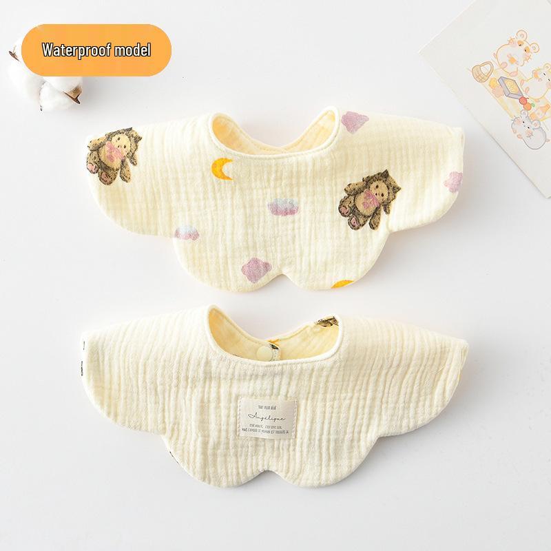 Dwustronny, wodoodporny śliniaczek dla niemowląt w stylu koreańskim z płatkami, wykonany w 100% z gazy bawełnianej