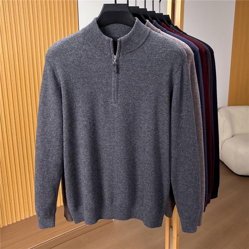 Men's Business Casual 100% Pure Wool Half-Zip Sweater FXTST7356