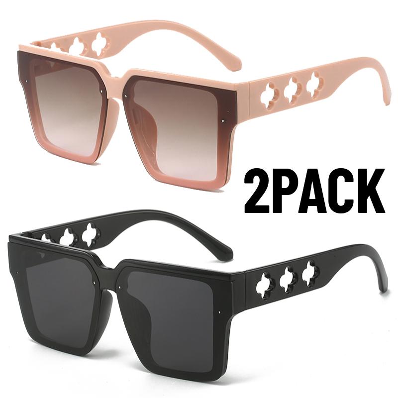 2PACK New Retro Men Square Sunglasses for Women Vintage Luxury Designer Sun Glasses Fashion Shades UV400 Eyeglasses