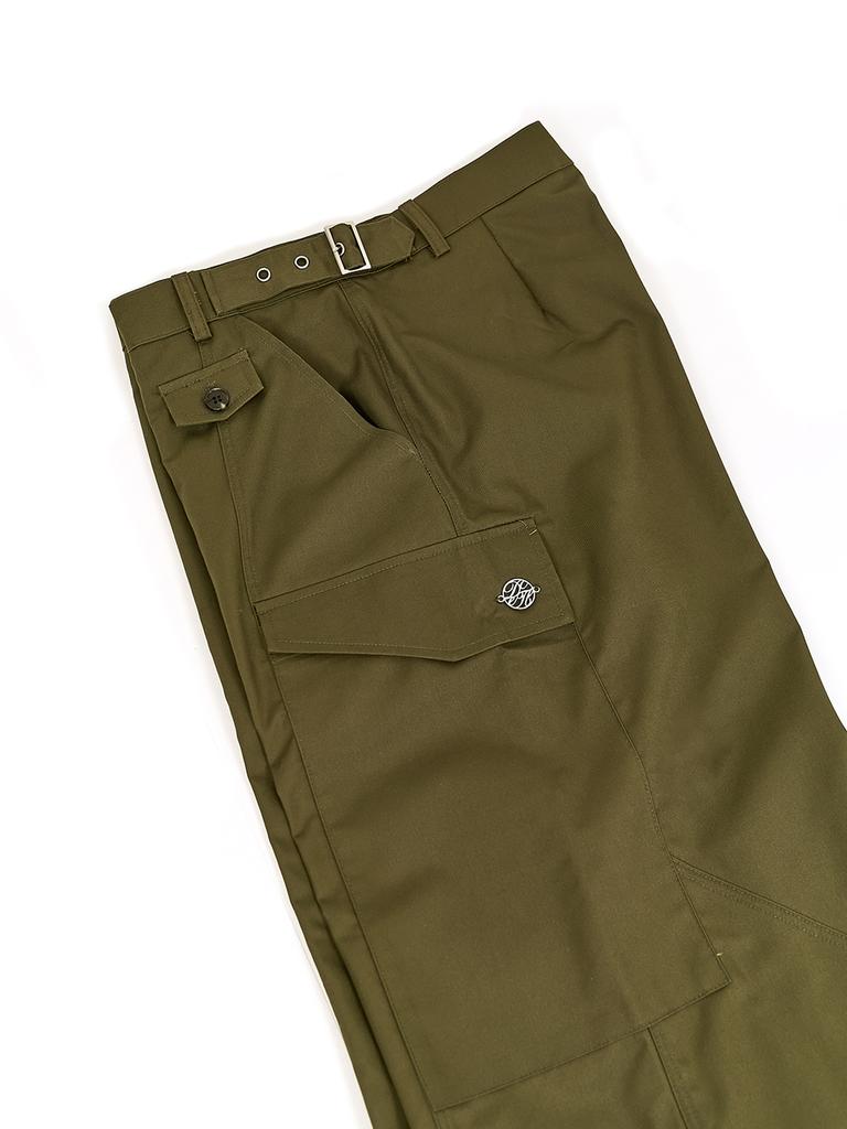 Disembeoten Cotton Wide Pocket Pants Olive
